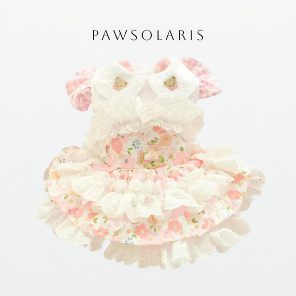 Cream Candy Princess Harness Cotton Dress-Pink