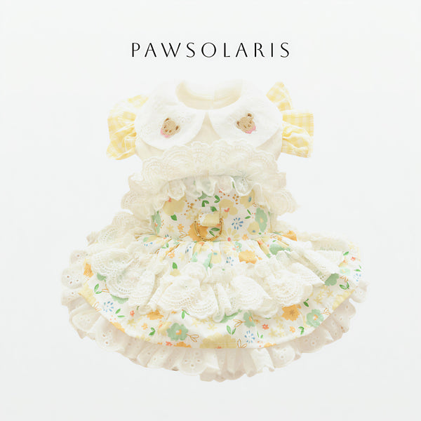 Cream Candy Princess Harness Cotton Dress- Yellow