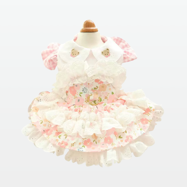 Cream Candy Princess Harness Cotton Dress-Pink