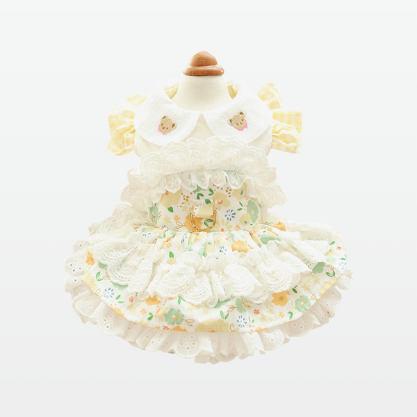 Cream Candy Princess Harness Cotton Dress- Yellow