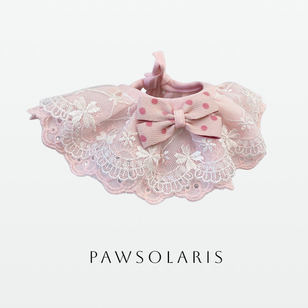 Lace Blossom Bib - Pink Dots