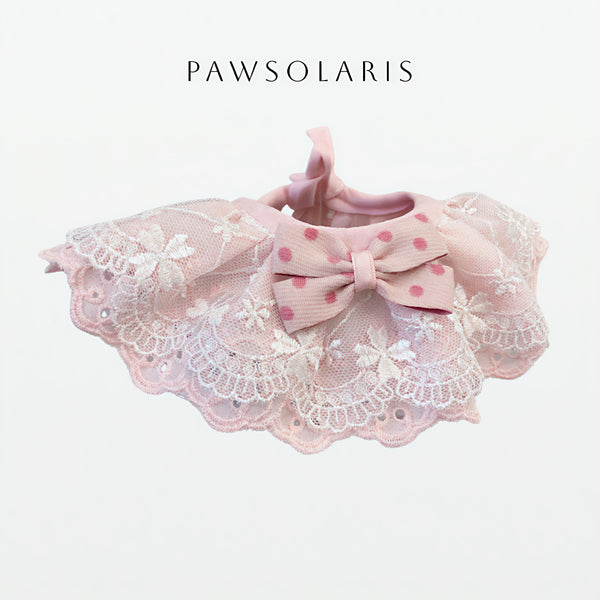 Lace Blossom Bib - Pink Dots