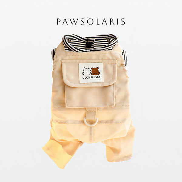 Pocket Harness  Cotton  Jumpsuit - Khaki