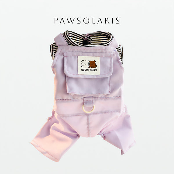 Pocket Harness Cotton Jumpsuit - Purple