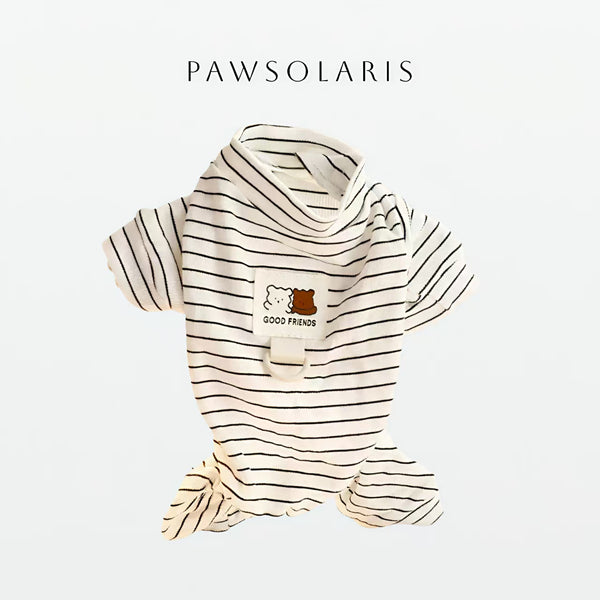 Stripeo Pet Suit - White